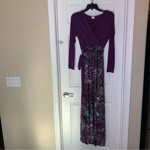 Flirty Pink Maternity Maxi Dress Burgundy and Paisley Size XL
